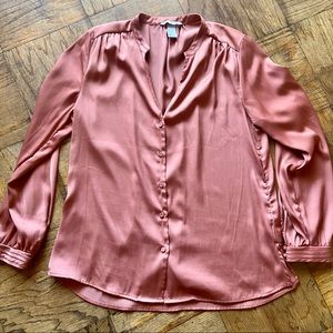 H&M Salmon Color Silk Texture Blouse Size 12